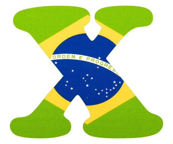Lettera X dell'alfabeto Bandiera del Brasile. Fondo bianco — Foto Stock