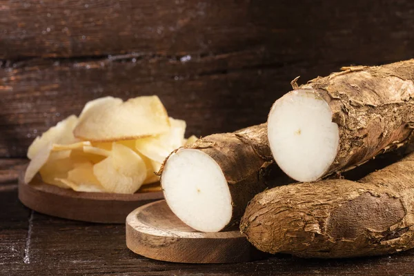 Cassava smażone-Manihot esculenta. Widok z góry — Zdjęcie stockowe