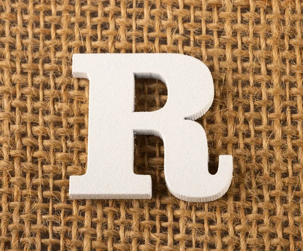 R, Letter of the alphabet - Burlap Background Texture — Stock Photo, Image