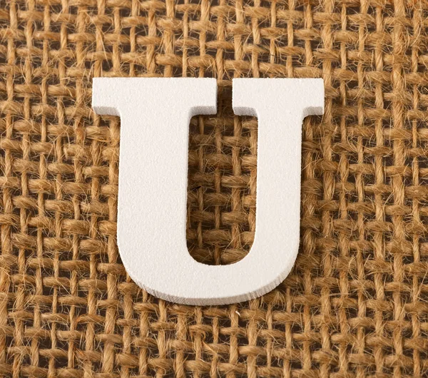 U, Lettre de l'alphabet - toile de fond toile de jute Texture — Photo