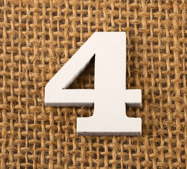 Αριθμός 4-υφή φόντου με λινάτσα — Φωτογραφία Αρχείου