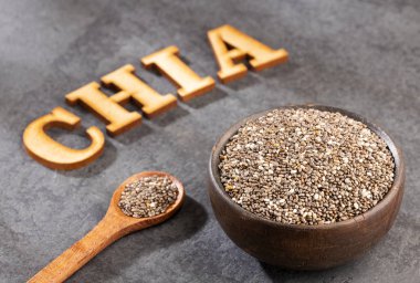 Organik chia tohumu - Salvia hispanica. Metin için alan