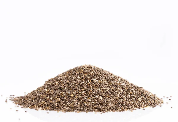 Sementes de chia orgânica - Salvia hispanica. Espaço para texto — Fotografia de Stock