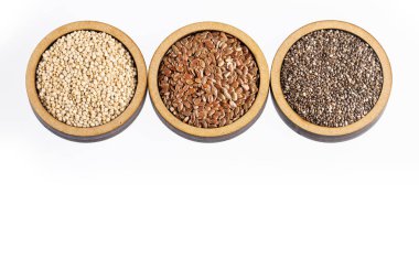 Quinoa Organik tohumlar, keten tohumu ve Chia-superfoods