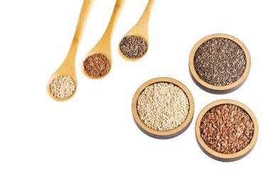 Quinoa Organik tohumlar, keten tohumu ve Chia-superfoods