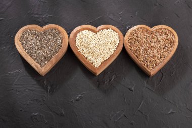 Quinoa Organik tohumlar, keten tohumu ve Chia-superfoods