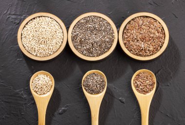 Quinoa Organik tohumlar, keten tohumu ve Chia-superfoods