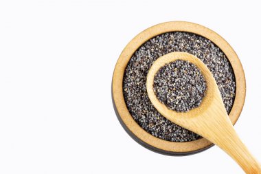 Organik haşhaş tohumu - beyaz arka plan