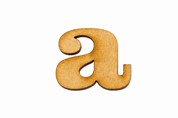 Lowercase letter a in wood - White background — Stock Photo, Image