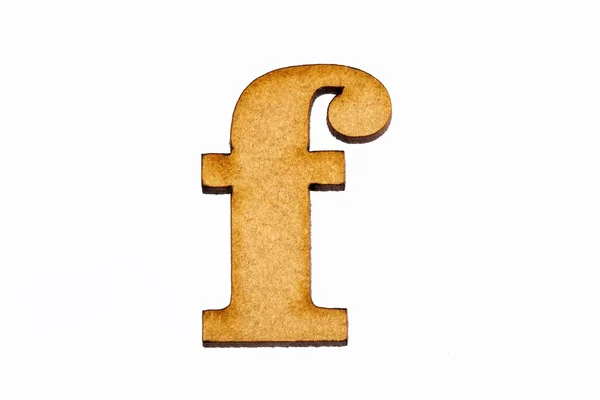 Kleinbuchstabe f in Holz - weißer Hintergrund — Stockfoto