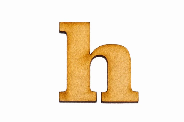 Lowercase letter h in wood - White background — Stock Photo, Image