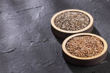 Organic chia and linseed seeds. (Salvia hispanica - Linum usitatissimum)