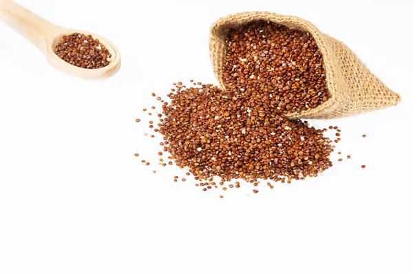 Semillas rojas de quinua orgánica Chenopodium quinoa. Fondo blanco — Foto de Stock