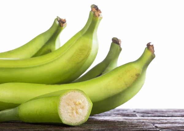 Musa x paradisiaca - Organic green banana — Stock Photo, Image