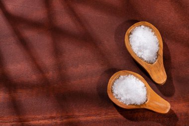 İki tahta kaşıkta magnezyum klorür - metin uzayı