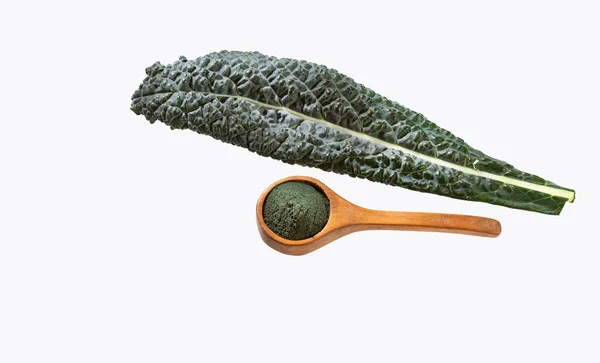 Grönkål Blad Och Pulver Brassica Oleracea Var — Stockfoto
