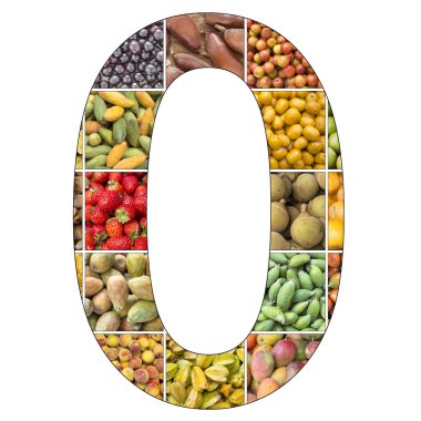 - Hayır. 0 (0) meyve arkaplanı - Beyaz arkaplan