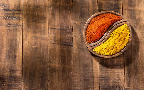 Organic Curry Paprika Spices Text Space — Stock Photo, Image