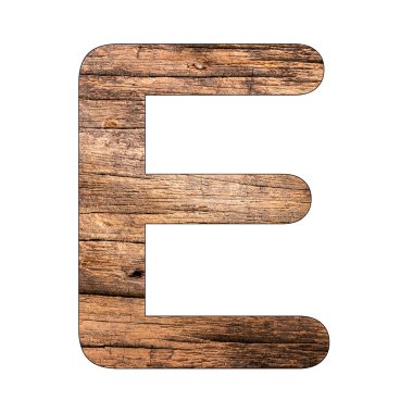 Kırsal ahşap arka planda E harfi.