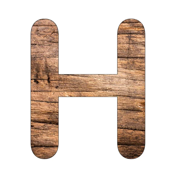 アルファベットのH大文字 Rustic Wood Background — ストック写真