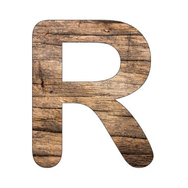 Kırsal ahşap arka planda R harfi.