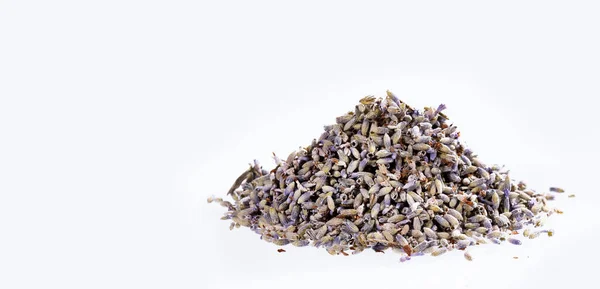 Pile Dried Lavender Flowers Lavandula Text Space — Stock Photo, Image