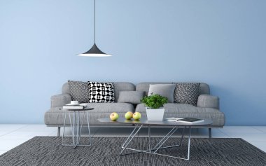 Oturma odası İç 3d Gerçekçi Mockup