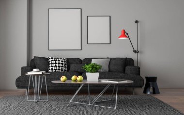 Oturma odası İç 3d Gerçekçi Mockup