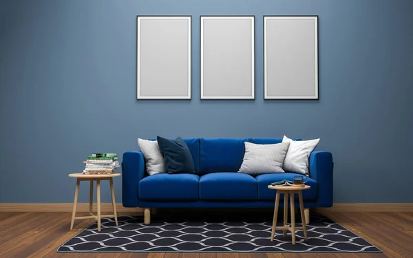 3D Realista Mockup da sala de estar Interior — Fotografia de Stock