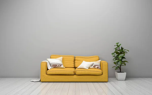 Kanepe ile Modern Oturma Odası İç 3d Rendering - Kanepe