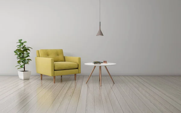 Kanepe ile Modern Oturma Odası İç 3d Rendered Gerçekçi Mockup - Kanepe ve Masa