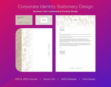 Profesyonel İş Kartı, Harf Başlığı ve Zarf Tasarım Şablonu