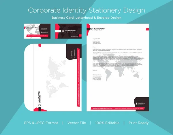 Professional Business Card Letterhead Envelop Design Template — стоковое фото