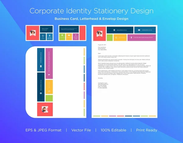Professionele Visitekaartje Briefhoofd Envelop Ontwerp Sjabloon — Stockfoto