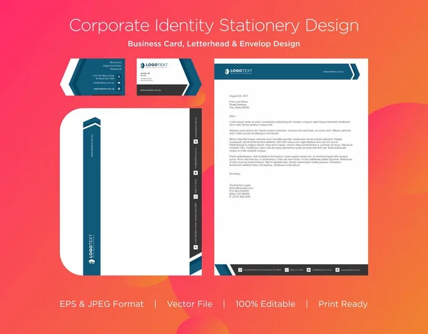 Szakmai Névjegykártya Letterhead Envelop Design Template — Stock Fotó