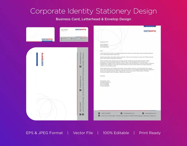 Professional Business Card Letterhead Envelop Design Template — Stock Photo, Image
