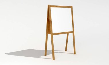 Boş beyaz metalik dış mekan reklam panosu 3D stand-up.