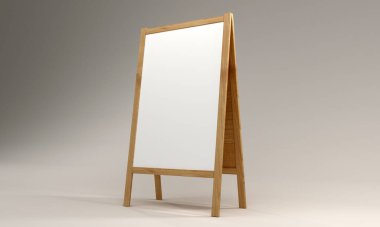 Boş beyaz metalik dış mekan reklam panosu 3D stand-up.