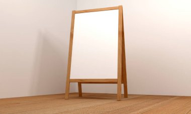 Boş beyaz metalik dış mekan reklam panosu 3D stand-up.