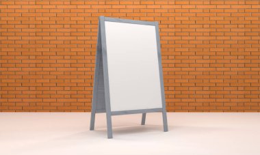Boş beyaz metalik dış mekan reklam panosu 3D stand-up.