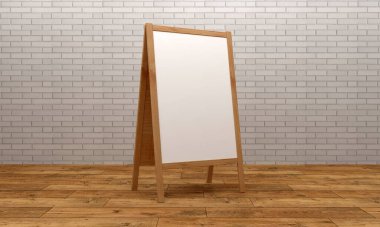 Boş beyaz metalik dış mekan reklam panosu 3D stand-up.