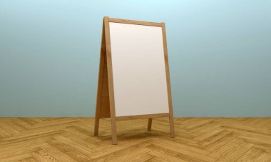 Boş beyaz metalik dış mekan reklam panosu 3D stand-up.