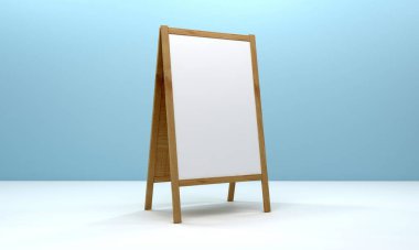 Boş beyaz metalik dış mekan reklam panosu 3D stand-up.