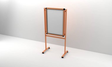 Boş beyaz metalik dış mekan reklam panosu 3D stand-up.