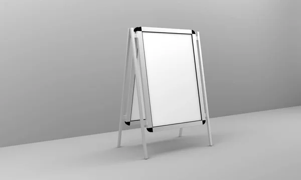 Blank White Metallic Outdoor Advertising Board Stand Mockup Rendered — Stock Photo, Image