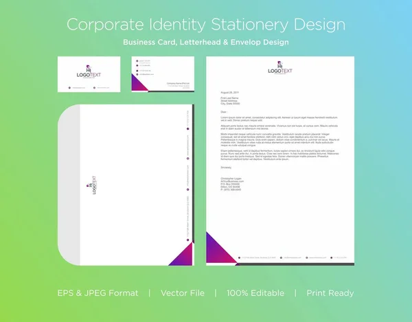 Professionelle Visitenkarten Briefpapier Und Envelop Design Template — Stockfoto
