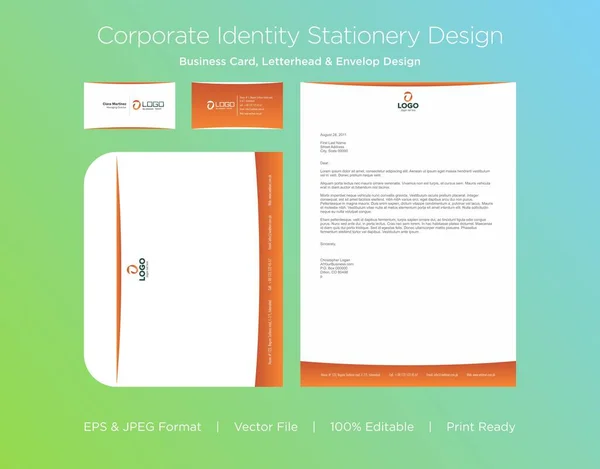 Professional Business Card Letterhead Envelop Design Template — Stock Photo, Image