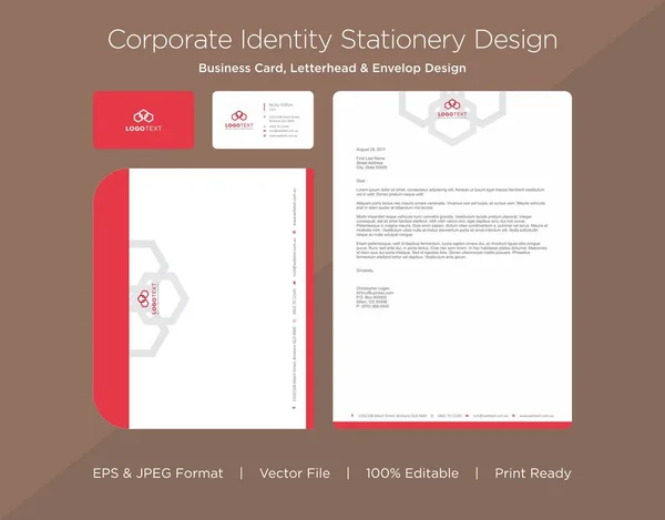 Professional Business Card Letterhead Envelop Design Template — Stock Photo, Image
