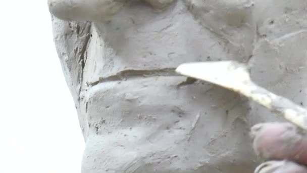 Twórczego Szkolenia Studentów Klasach Tworzenia Rzeźby Rzeźby — Wideo stockowe
