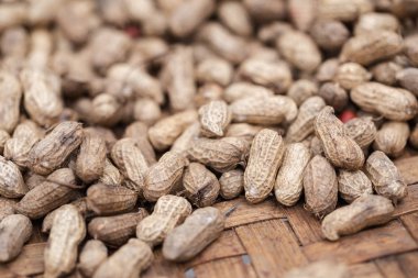 Fıstık kabuğu doku piyasasında gıda ve tarım konsept tasarımı için yığını.